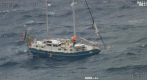 The yacht was at the mercy of the sea after its rudder broke