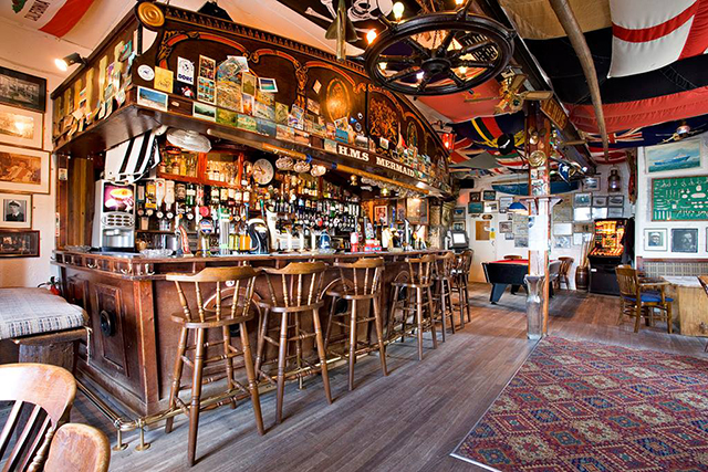 The inside of a traditional British pub