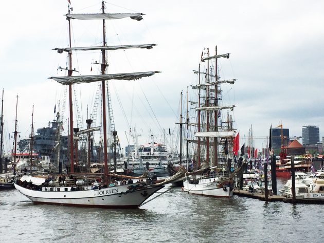 Tall ships at the port of Hamburg for the maritime festival