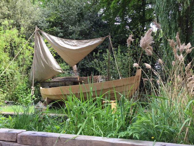 A replica of a boat from the Norfolk Broads takes centre stage at the Chelsea Flower Show