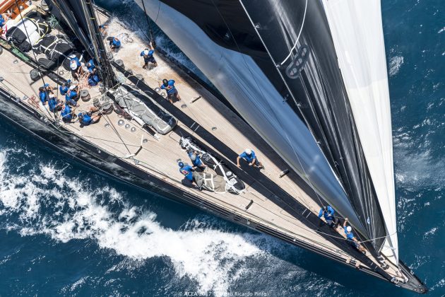 aerial shot of a yacht