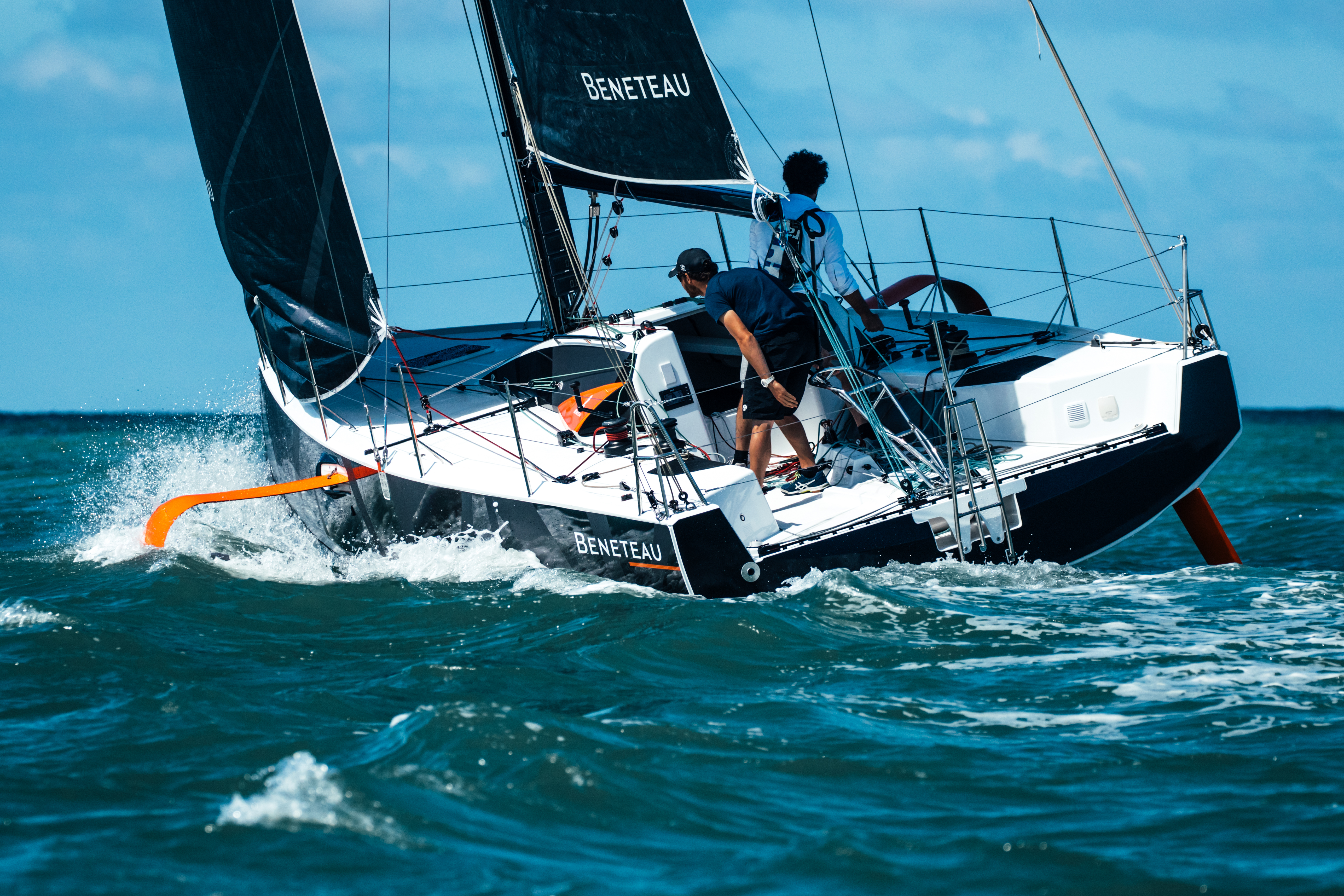 the prototype of the first foiling one design monohull