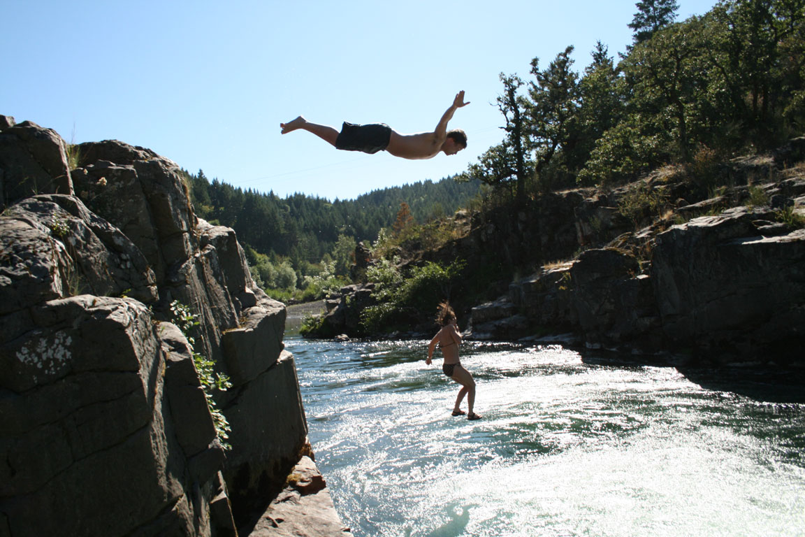 man diving into the water