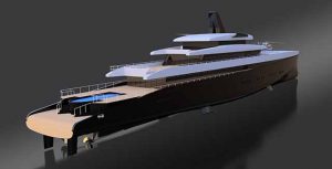 A render of a concept superyacht, HEMY