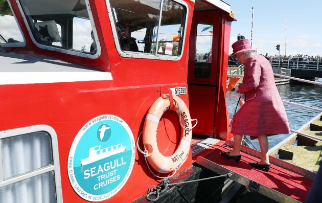 the Queen on a canal boat