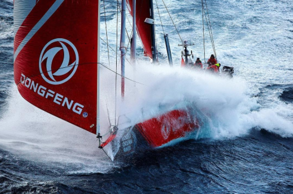 A one design Volvo Ocean Race boat - in red