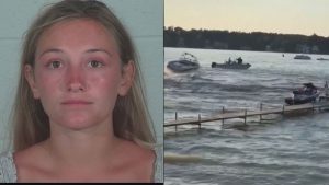 Dominique Effinger (left) has been charged following the boating accident at Lake Gage