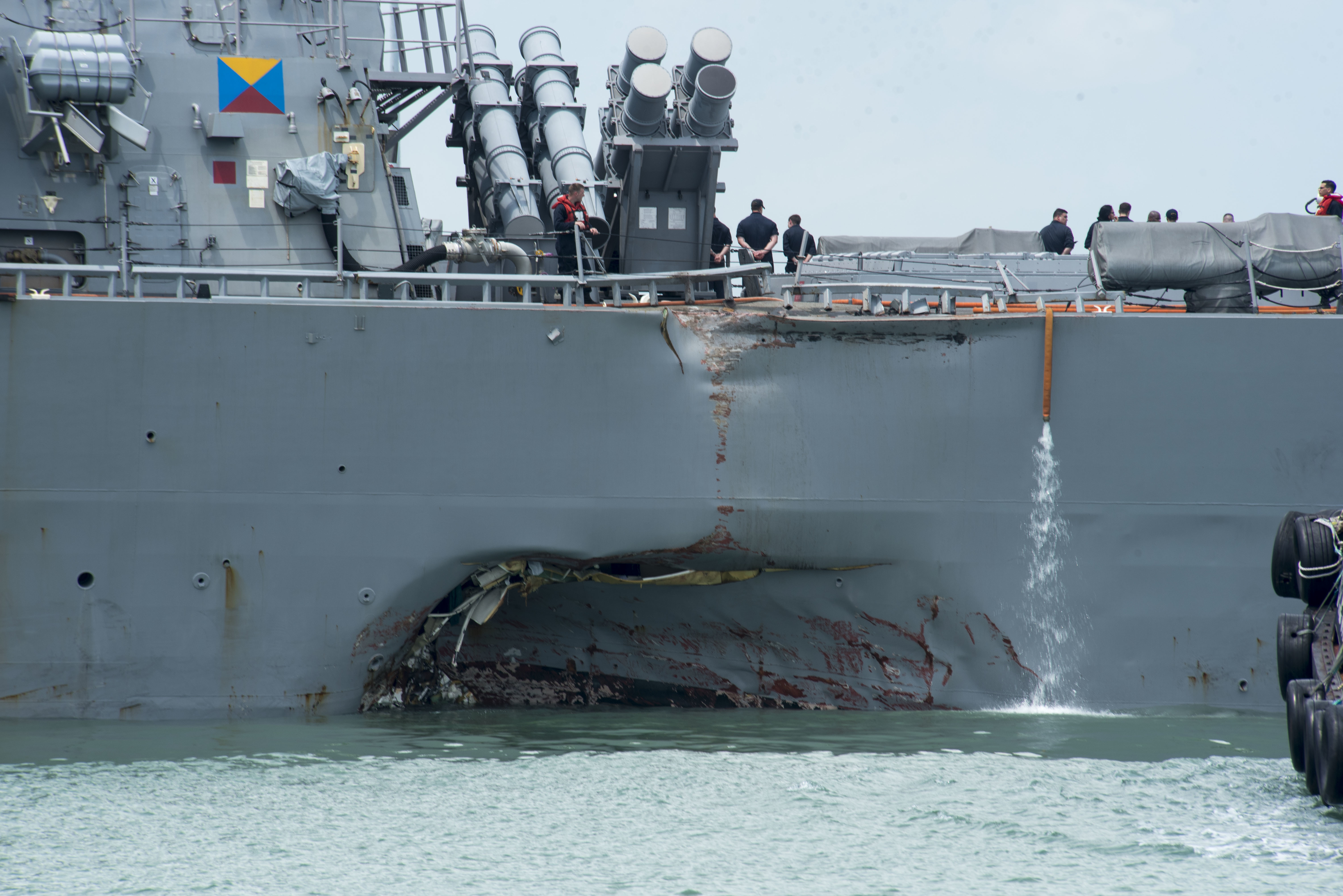 Damaged sustained to a US Navy ship, USS John S McCain