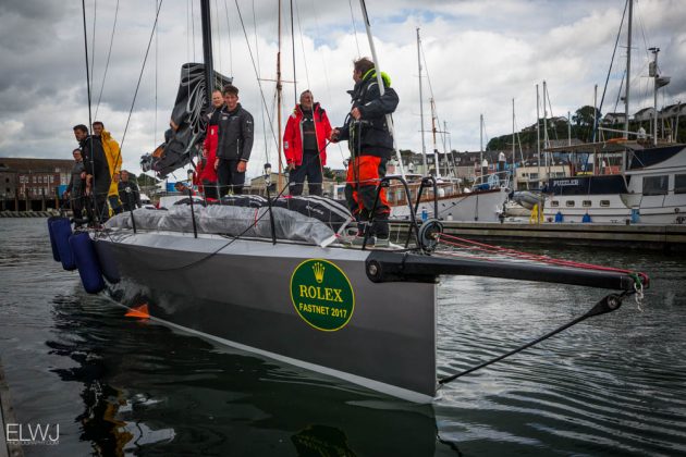 The crew of a yacht after finishing a race