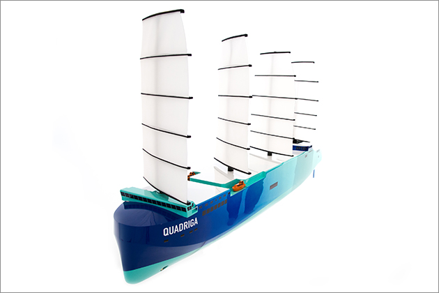 A render of the world's biggest sailing cargo ship - Quadriga