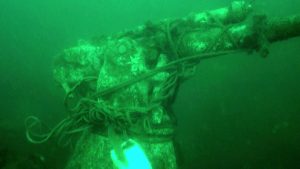 a gun mounted on a U-boat