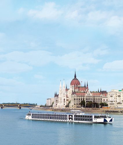A luxury river cruiser on the River Danube