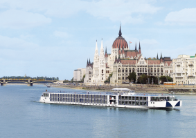 A luxury river cruiser on the River Danube