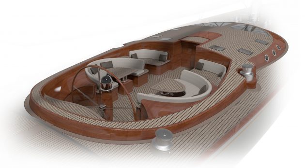 Renders of a yacht cockpit