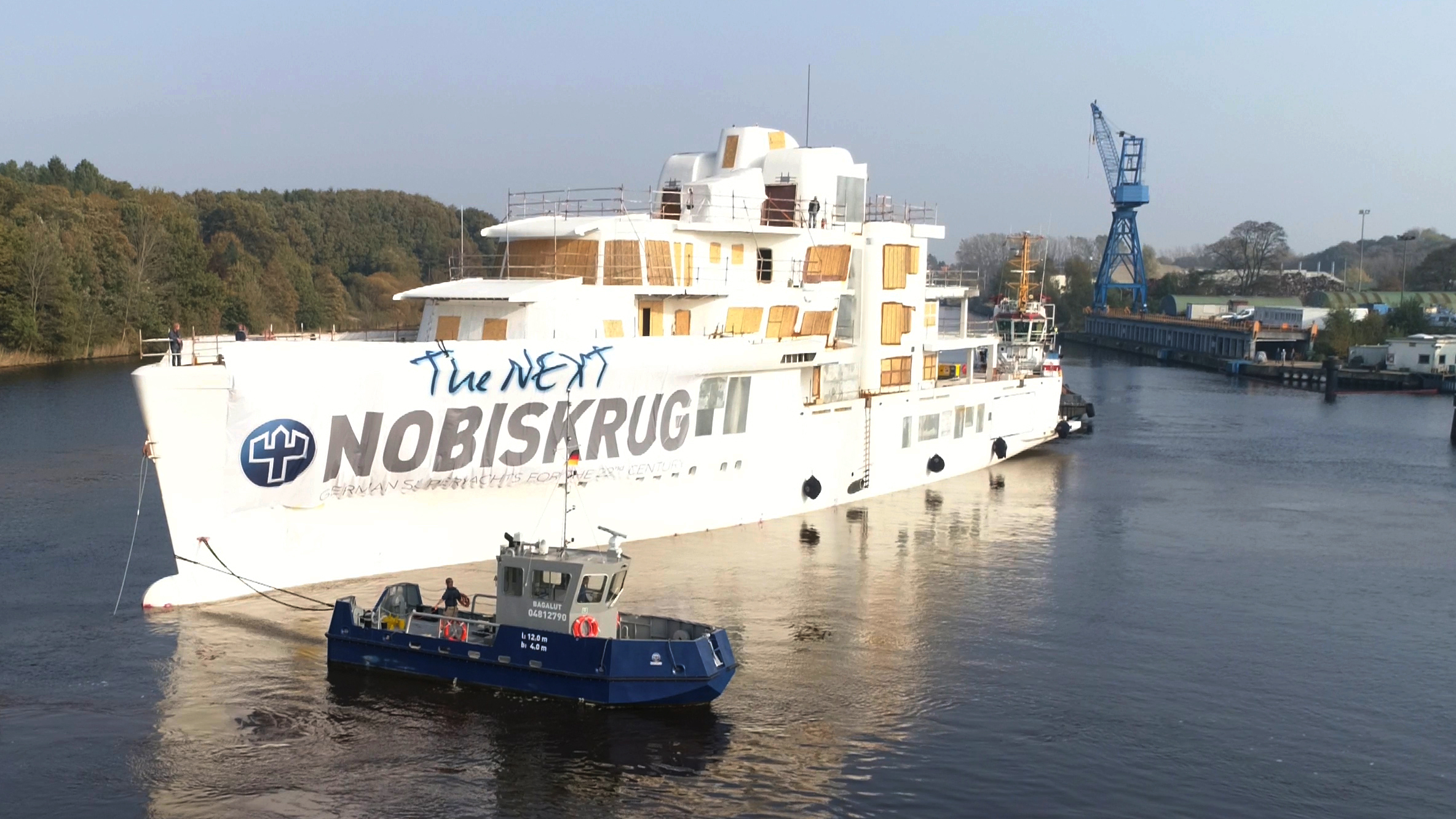 A superyacht under construction