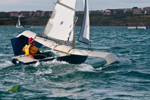 A man in a boat taking part in Weymouth Speed Week