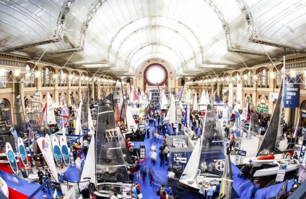 Dinghies on display at Alexandra Palace in London during the RYA Dinghy Show