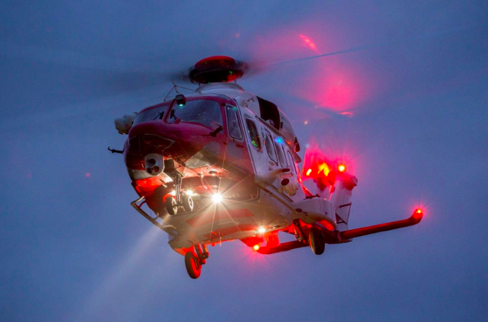 Coastguard helicopter flying