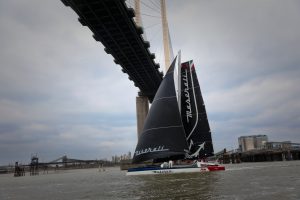 Maserati Multi Hull 70 crosses the line in London