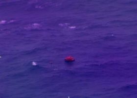 The HC-130 Hercules located a life raft with eight people aboard from the fishing vessel Princess Hawaii Credit: US Coast Guard