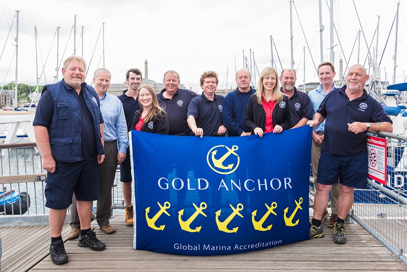 The team at Mayflower Marina with the 5 Gold Anchor Award