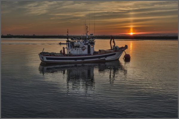 boat at dusk