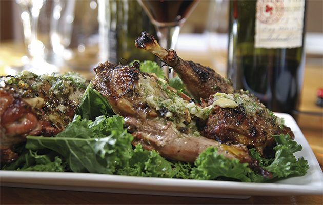 Garlic, lemon and parsley roasted pheasant