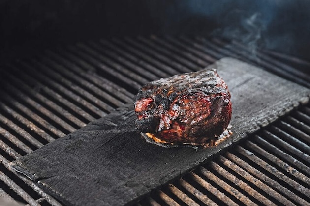 Cedar smoked venison