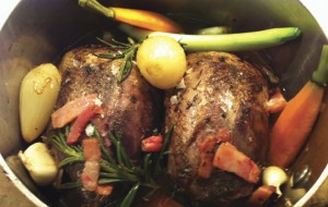 Pot-cooked crowns of Grouse.