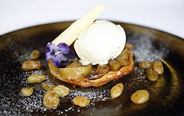 Apple tarte tatin with Wensleydale cheese ice-cream