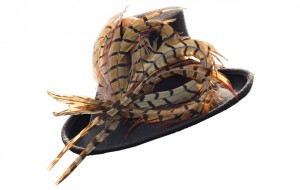 Amy Money hat with pheasant feathers worn by Zara Phillips