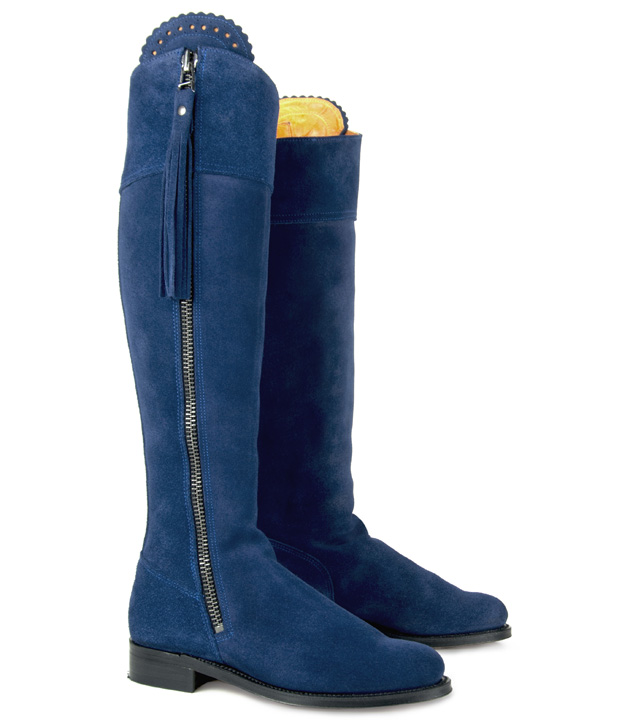 Regina Blue Suede Boots from Fairfax and Favor