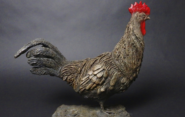 Scots Grey Hen in bronze resin by Elliot Channer.