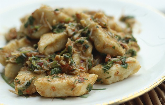 Gnocchi with crab and watercress sauce