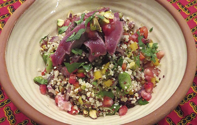 Persian cracked wheat salad with pigeon