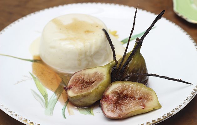 Panna cotta with vanilla poached figs