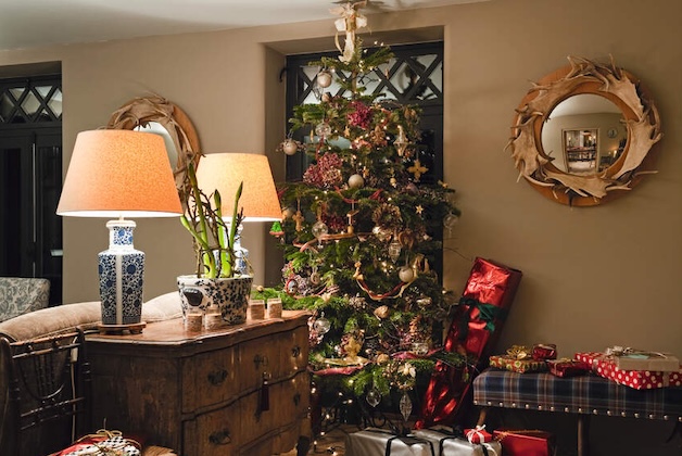 Christmas sitting room in country