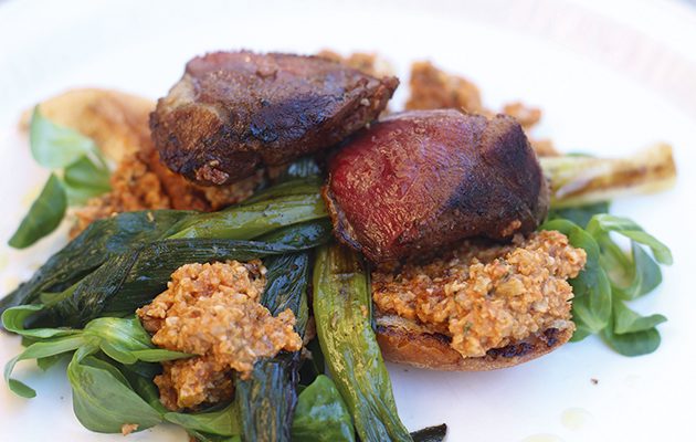 Warm pigeon breast salad