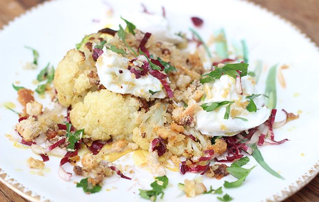 Roast cauliflower steaks with mozzarella