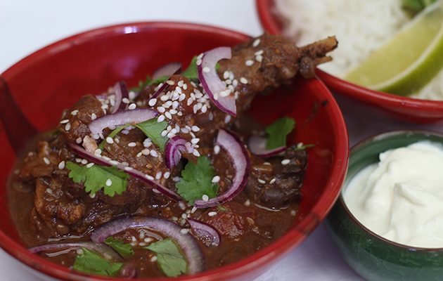 Rabbit in spiced chocolate sauce