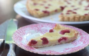 Raspberry, cardamom and custard tart