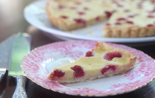 Raspberry, cardamom and custard tart