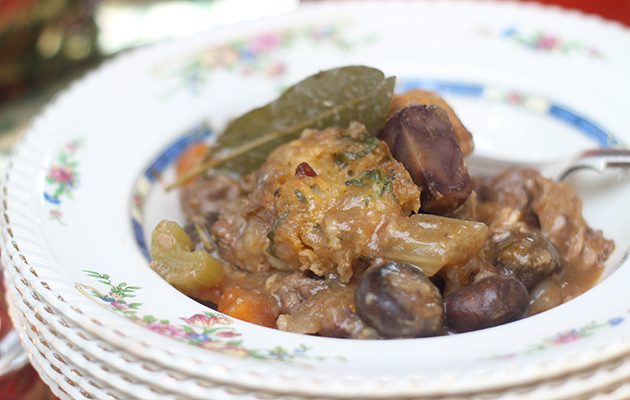 Game, ale and chestnut stew