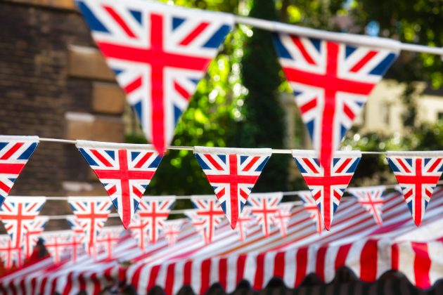 Bunting at a Coronation street party