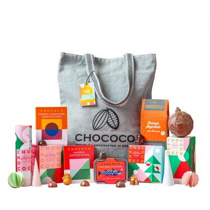 A bag packed full of Christmas goodies