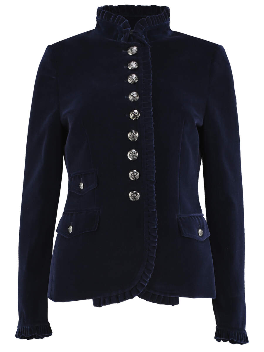 velvet blue jacket with buttons 