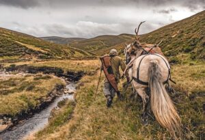 Stalking on Scottish estate with garron pony