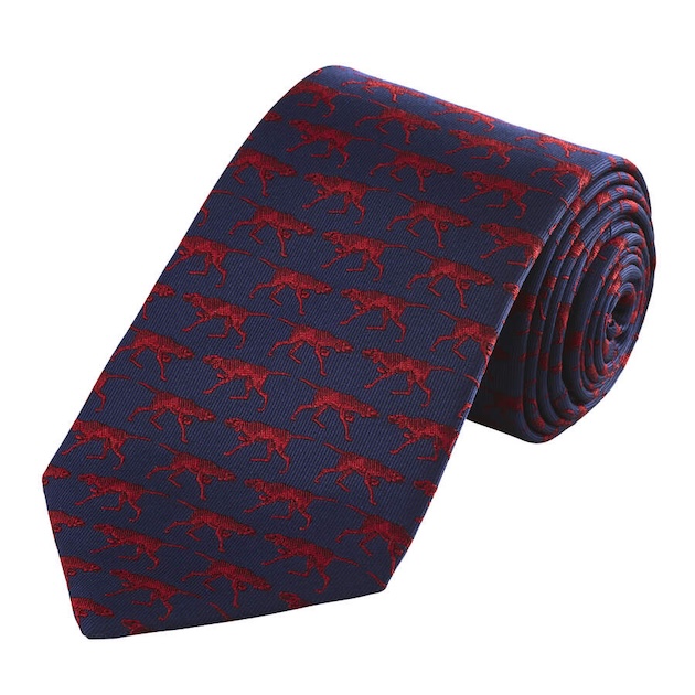 red and navy dog pattern tie