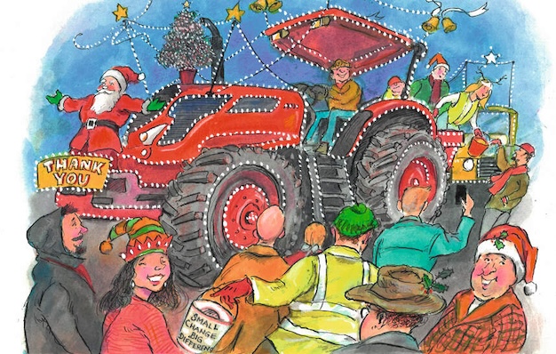 Christmas tractor runs