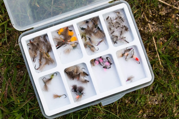 box of fishing flies
